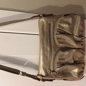 MZ Wallace Paige gorgeous gold sparkle bag.